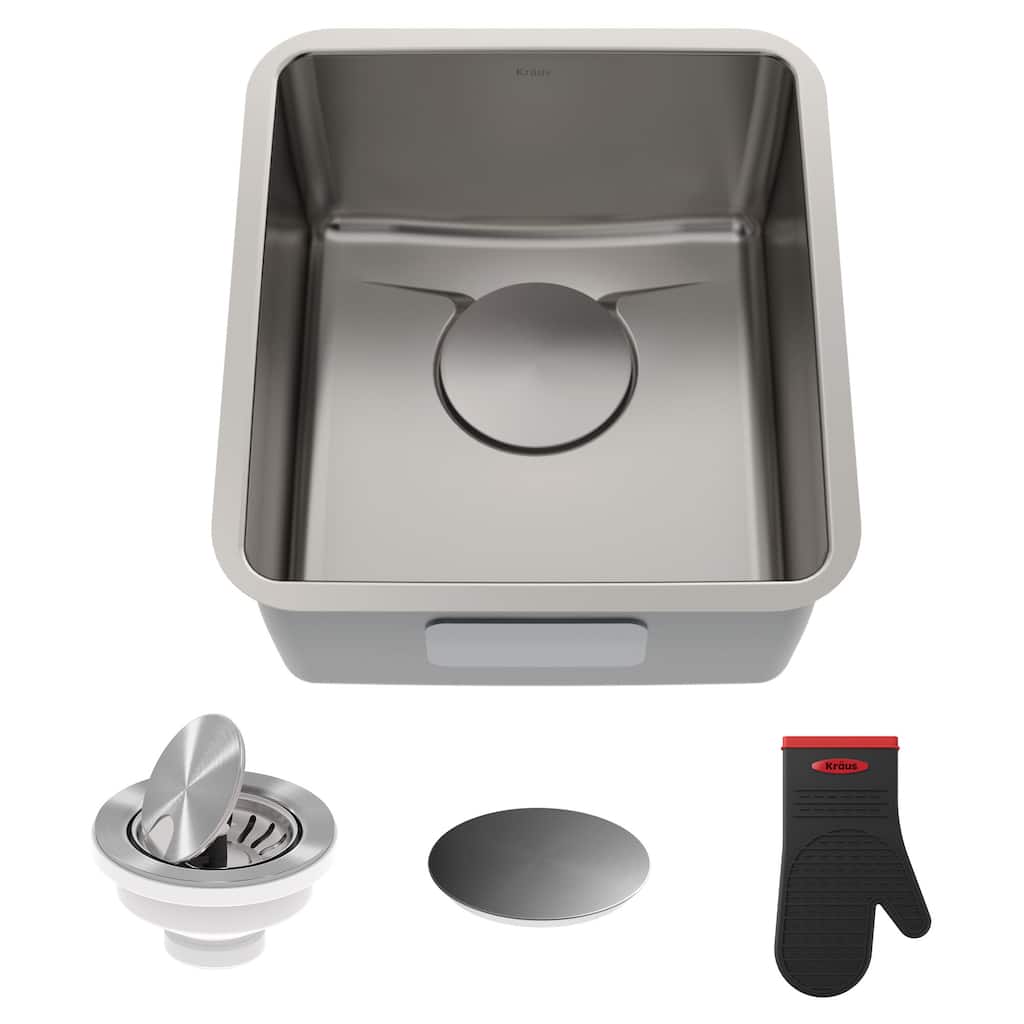 Kraus Dex 17" Single Basin 16 Gauge Stainless Steel Kitchen Sink for