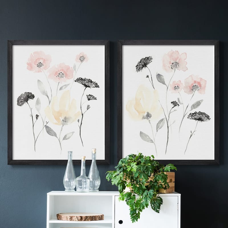 Blush & Black Wildflowers I Premium Framed Canvas - Ready to Hang