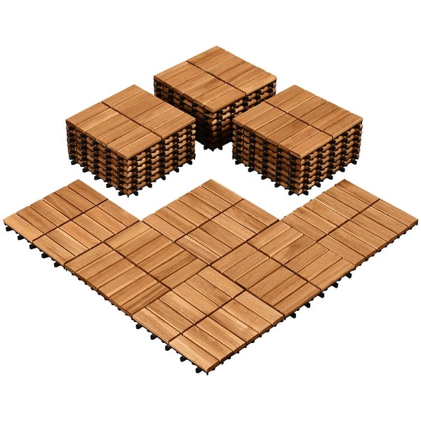 Yaheetech Pack of 27 Waterproof Acacia Wood for Flooring for Outdoor & Indoor