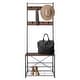 preview thumbnail 11 of 28, Hall Tree Entryway Bench Shoe Coat Rack Shelves Metal Frame Wood