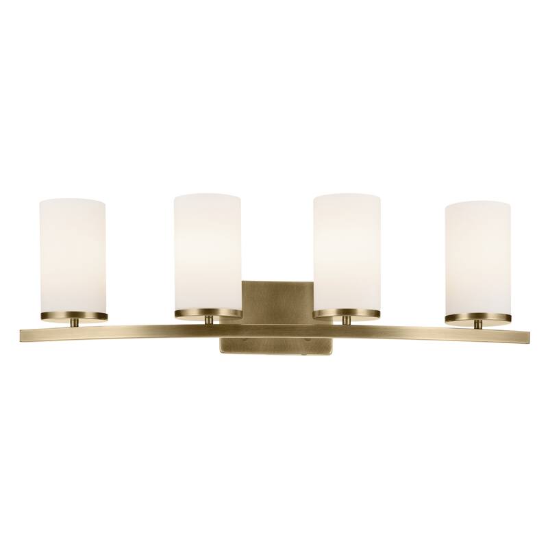 Kichler Lighting Crosby 31.25 in. 4-Light Natural Brass Vanity Light with Etched Glass