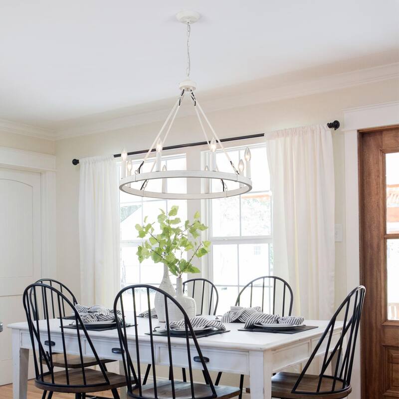 8-Light Candlestick Wagon Wheel Chandelier Linear Chandelier Lighting for Kitchen Island