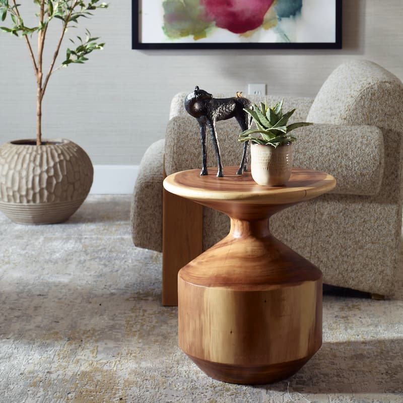 Hourglass Wooden Accent Table - 20" - Brown