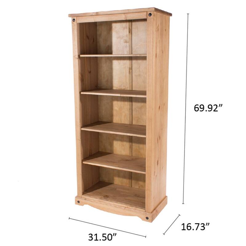 Wood Bookcase 5 Shelf Corona Collection | Furniture Dash