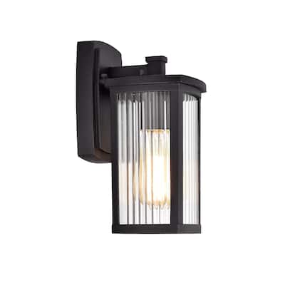 1-light Textured Black Outdoor Wall Lantern