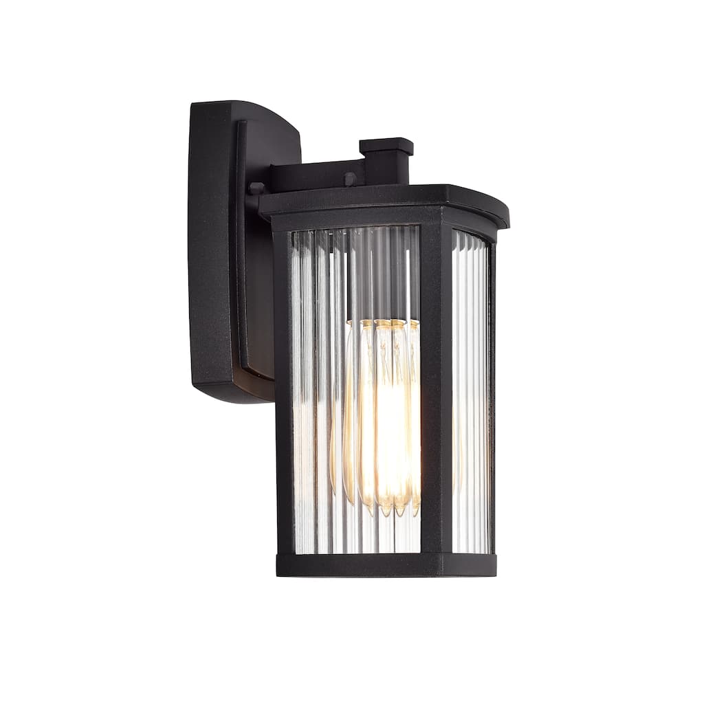 1-light Textured Black Outdoor Wall Lantern