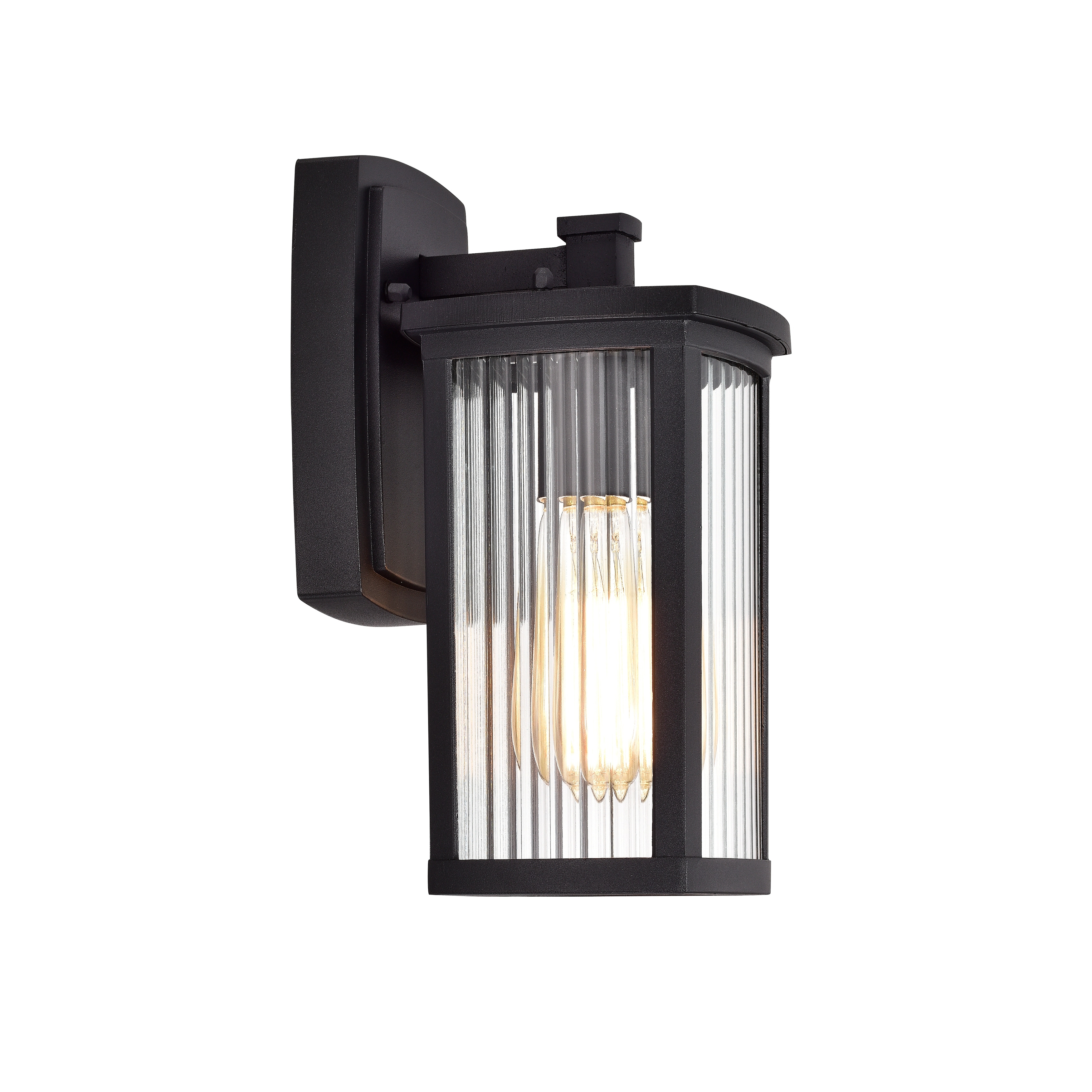 1-light Textured Black Outdoor Wall Lantern