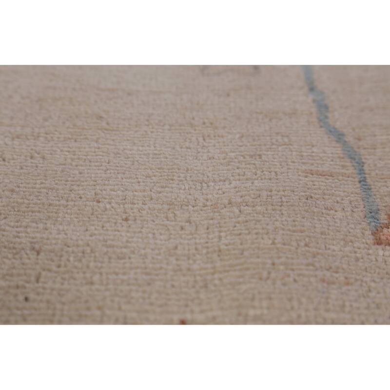 Hand Knotted Oriental 100% Wool Carpet Transitional All-Over Beige & Ivories Oushak Area Rug - 9' 11'' X 8' 2''