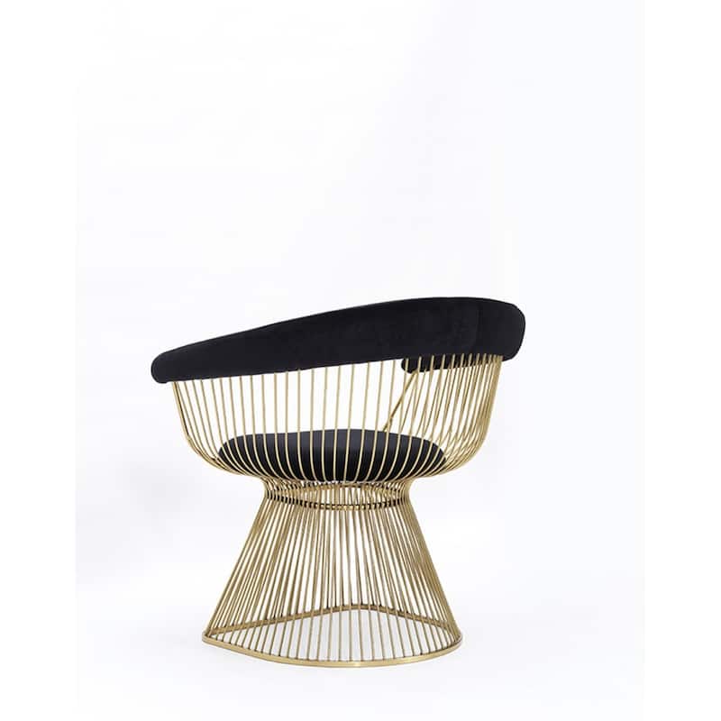 Modrest Chandler Black Velvet & Gold Dining Chair