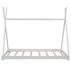 preview thumbnail 7 of 15, Twin House Platform Kids Bed Frame with Triangle Design and Safety Railings, White