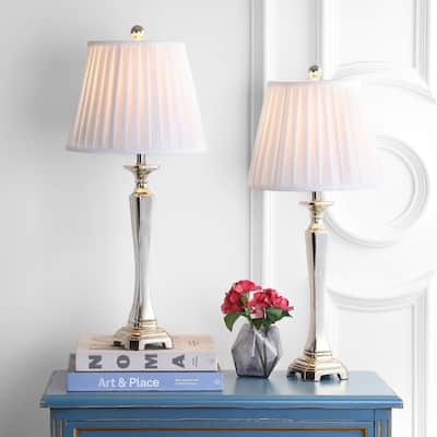 SAFAVIEH Lighting Kimberlie 28-inch Champagne Silky Table Lamp (Set of 2) - 12"x12"x27" - 12Wx12Dx27H