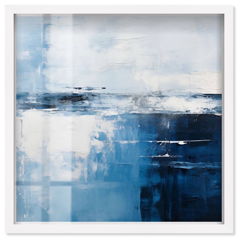 Layers of Blue Shadowbox by Art Remedy - White - 24" x 24"