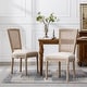 preview thumbnail 4 of 10, Square Rattan Back Dining Chair Set of 2, Cream Linen Fabric Chairs