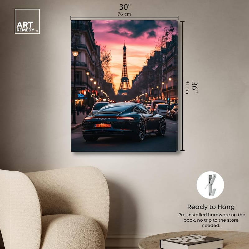 Parisian Porsche Twilight I Canvas by Art Remedy, Gallery Wrapped