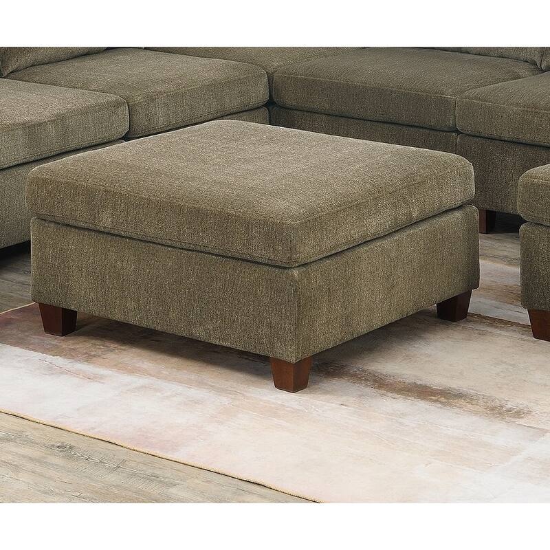 Contemporary 1pc OTTOMAN Chenille Fabric Modular Corner wedge Sofa Living Room Furniture