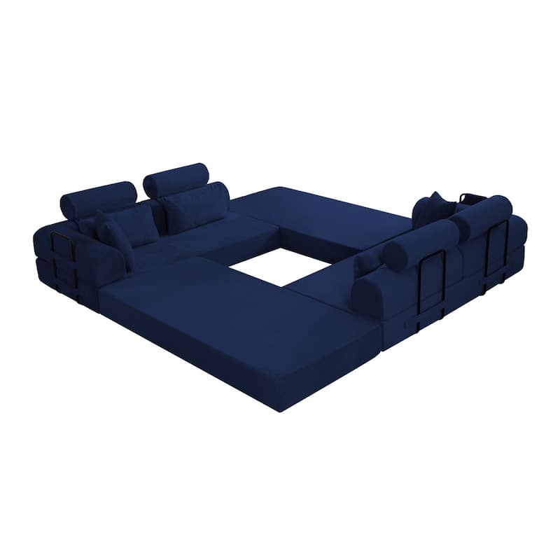 106.3" L-Shaped Corduroy Sectional Sofa with Pillows, No Assembly Required