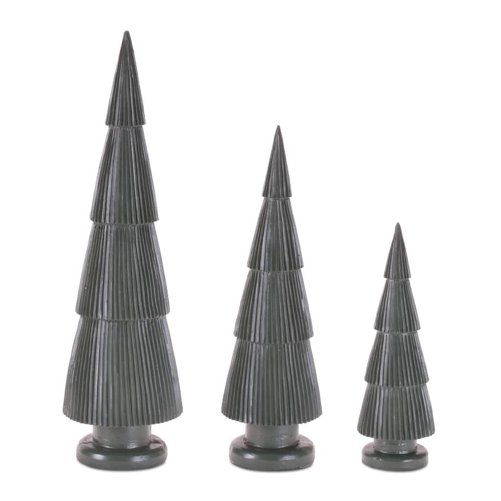 Green Ribbed Resin Christmas Tree (Set of 3)