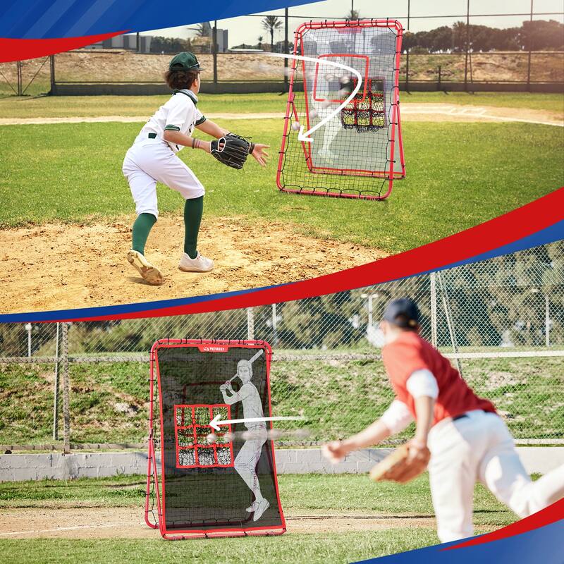 2-in-1 Adjustable Rebounder & Pitching Net for Baseball and Softball - Bounce Back Training