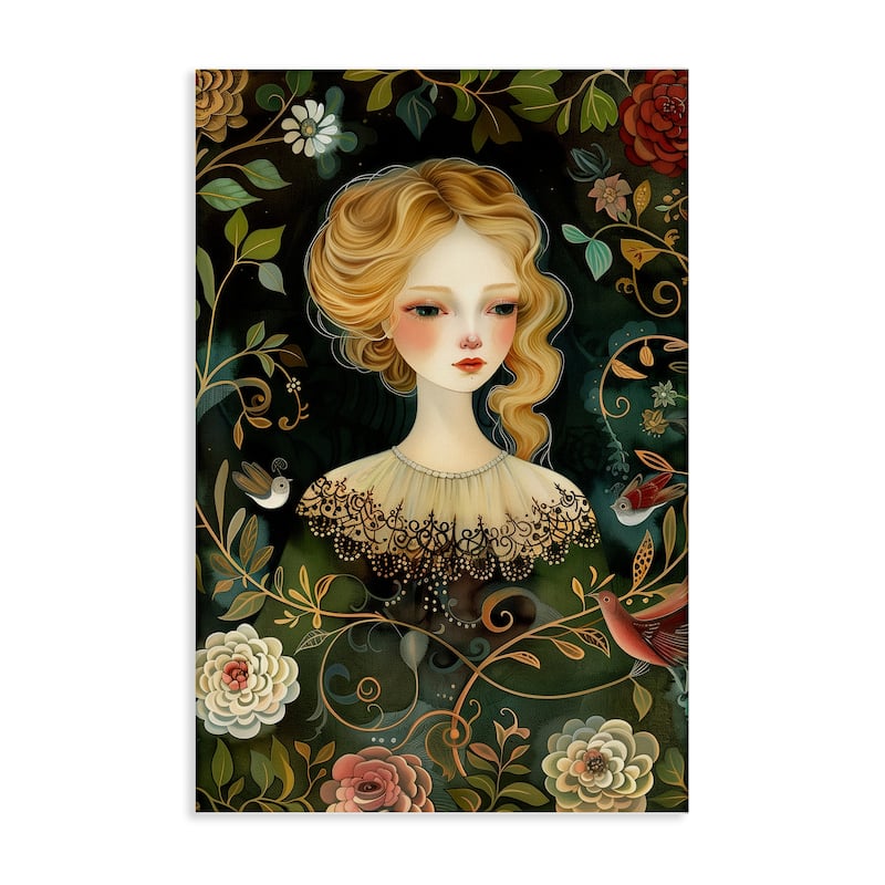 Stupell Victorina Woman with Florals Canvas Wall Art Design By The Dutch Lady - 30 x 45