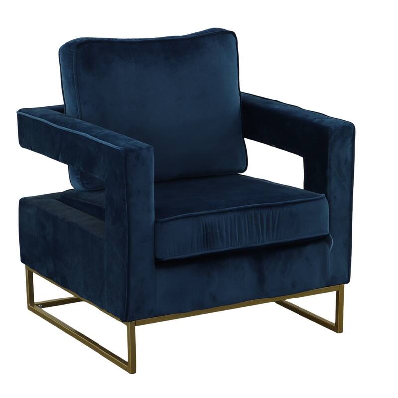 Upholstered Velvet Armchair - 35.5" - Navy Blue