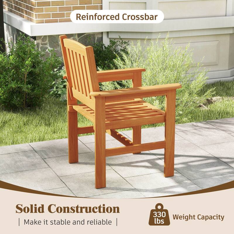 Costway Patio Chairs Set of 2/4 Outdoor Wooden Dining Chairs with - See Details