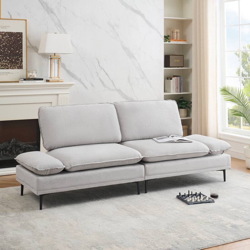 89-Inch Light Grey Polyester Blend Sofa with Easy Assembly and Comfort Features