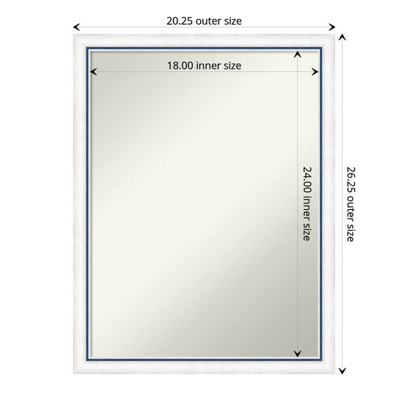 Morgan Non-Beveled Wood Framed Wall Mirror - Morgan White Blue - Glass Size 18x24