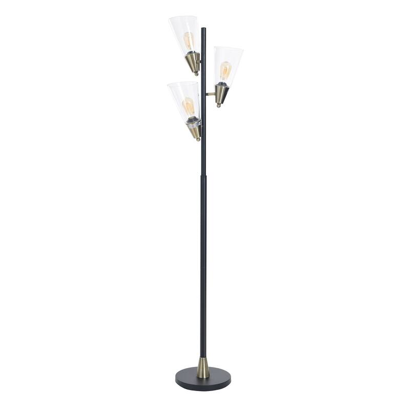 StyleCraft Mercer Floor Lamp - Pesch Gold & Black - Pesch Gold, Black, Clear