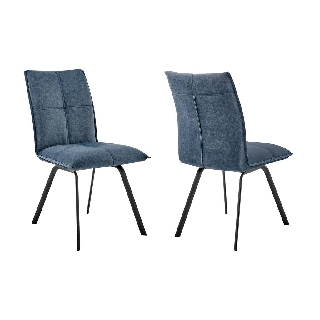 Accent Chairs Set of 2 - Dining Room Armchairs, Modern Fabric Chairs, Charcoal & Black Finish