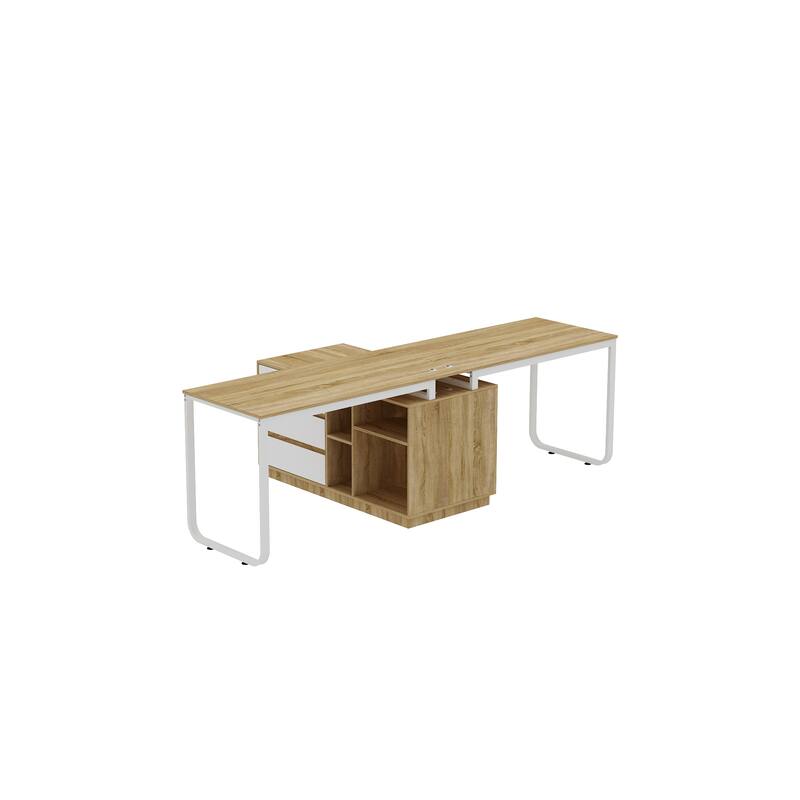Versatile Twin Desk for Collaborative Workspaces with Adjustable Setup