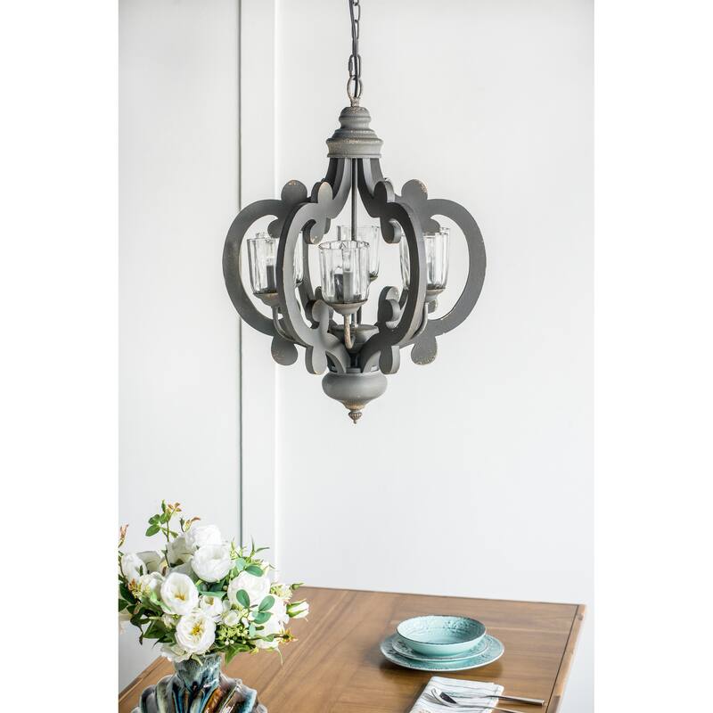 Chandelier 6 - Light Farmhouse Pendant Lighting - Grey