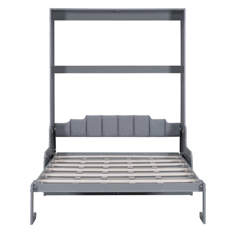 Gray Modern Style Queen Size Multi-function Murphy Bed with Cushion for Bedroom