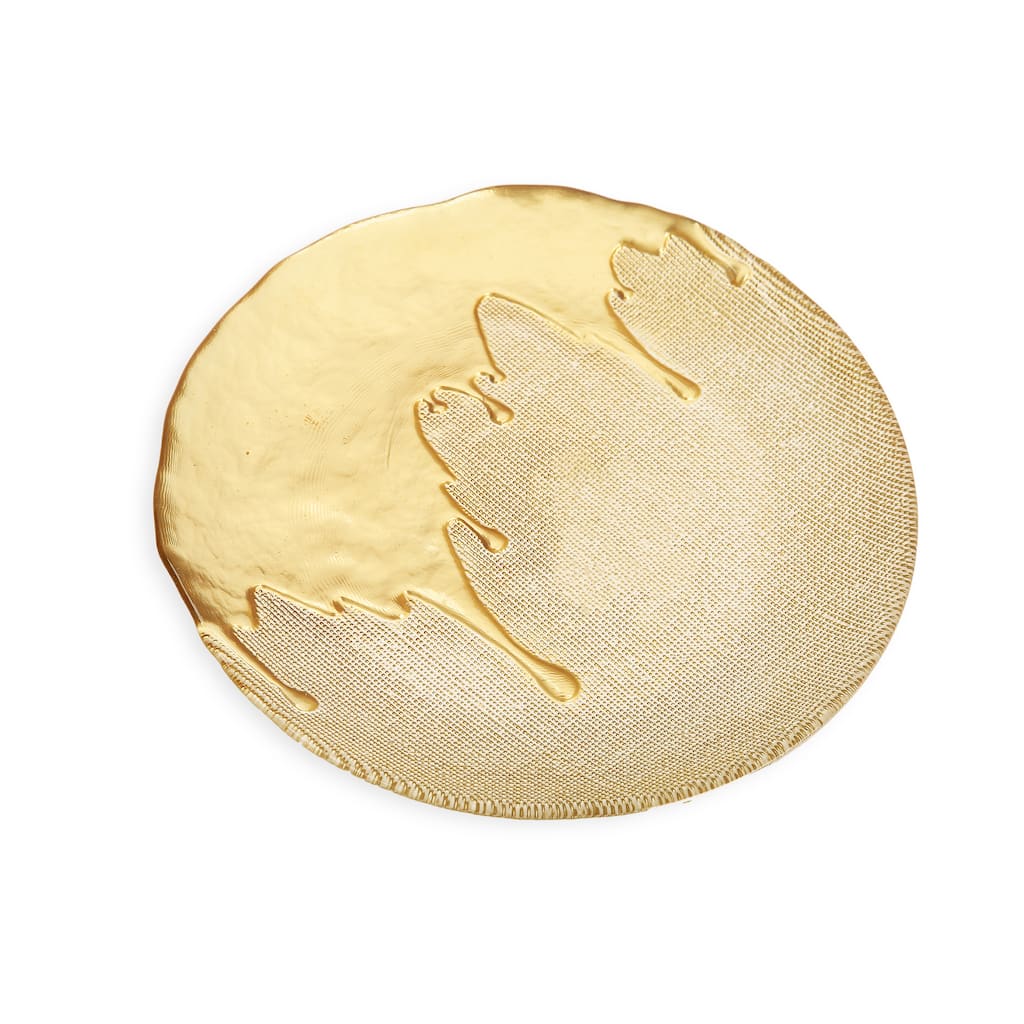 Set of 4 Salad Plates Gold Dipped Design - 8.25"D