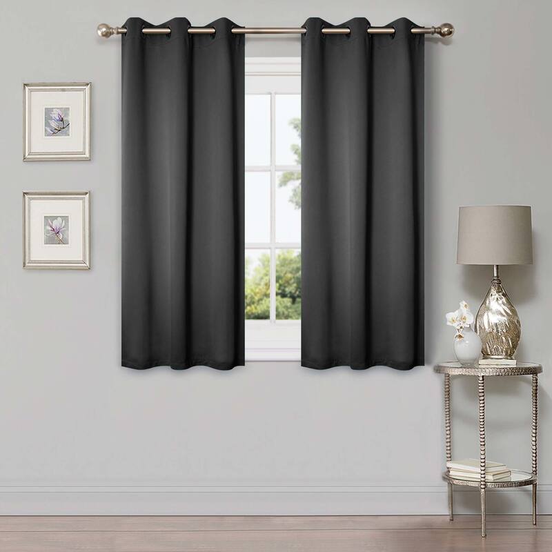 Superior Solid Machine Washable Room Darkening Grommet Curtains, Set of 2