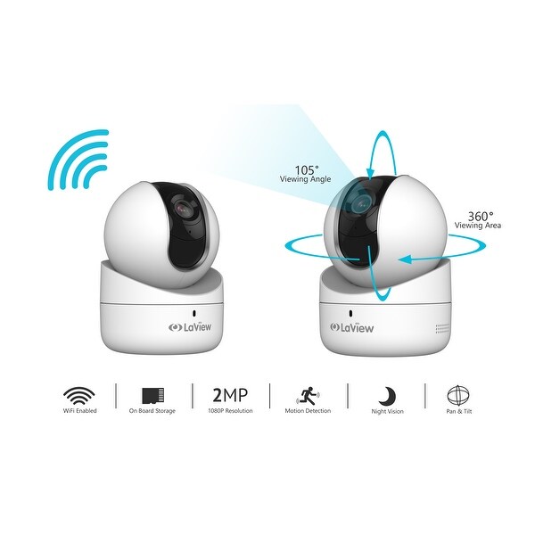 LaView Wifi 1080P 360° View Pan & Tilt Security Camera with Micro SD slot, Two-Way Audio, Night Vision, Remote View