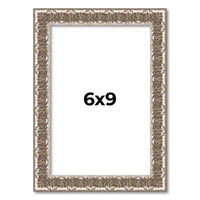 6x9 Frame Silver Versailles Ornate Solid Wood Picture Frame | 1 Inch