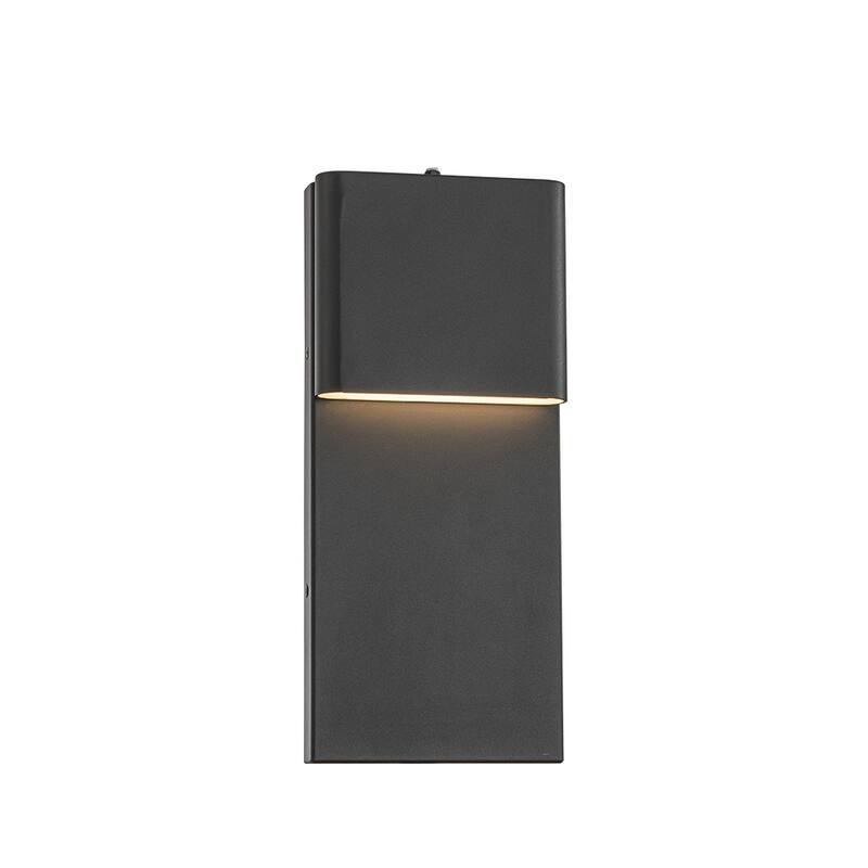 1-Light H13/15 in Modern Simple Sqaure 10W/13W Integrated LED Outdoor Wall Sconce with Dusk to Dawn Sensor in Matte Black