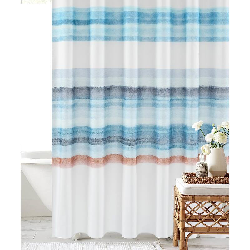 Oil Painting Abstract Shower Curtains (72"x72", Blue and Orange Ombre)