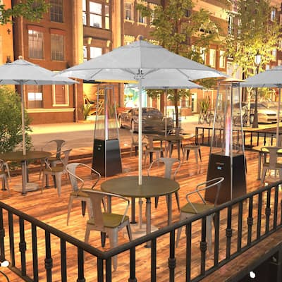 California Umbrella 7.5' Rd.. Aluminum Frame, Fiberglass Rib Market Umbrella, Push Open, White Finish, Pacifica Fabric