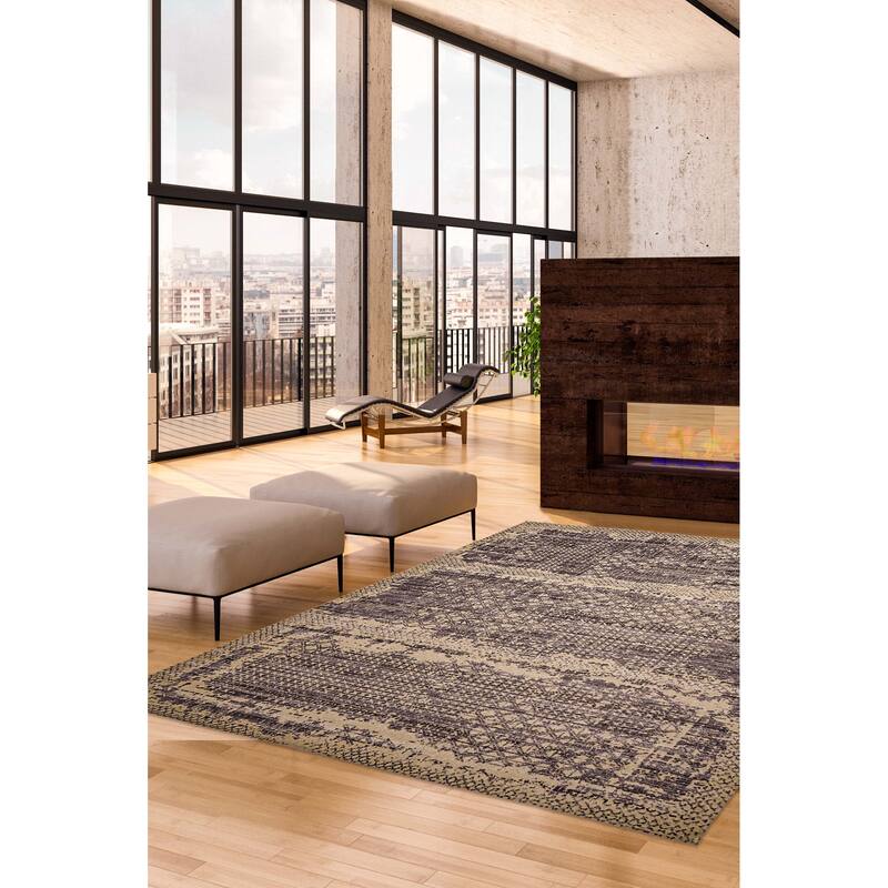 ECARPETGALLERY Hand Loomed Elysian Dark Grey Rug - 8'0 x 9'9