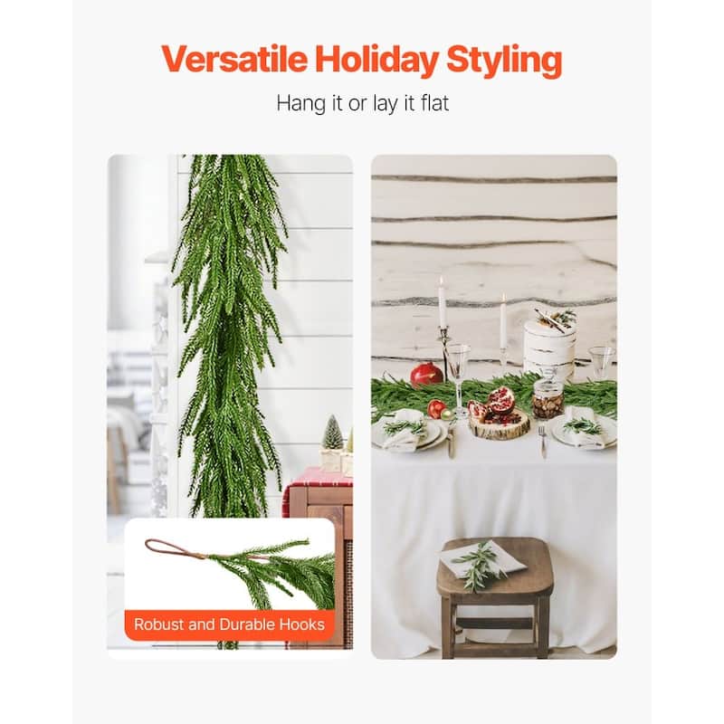 Lush Green Norfolk PE Christmas Garland with Full Fluffy Design for Home and Holiday Decoration