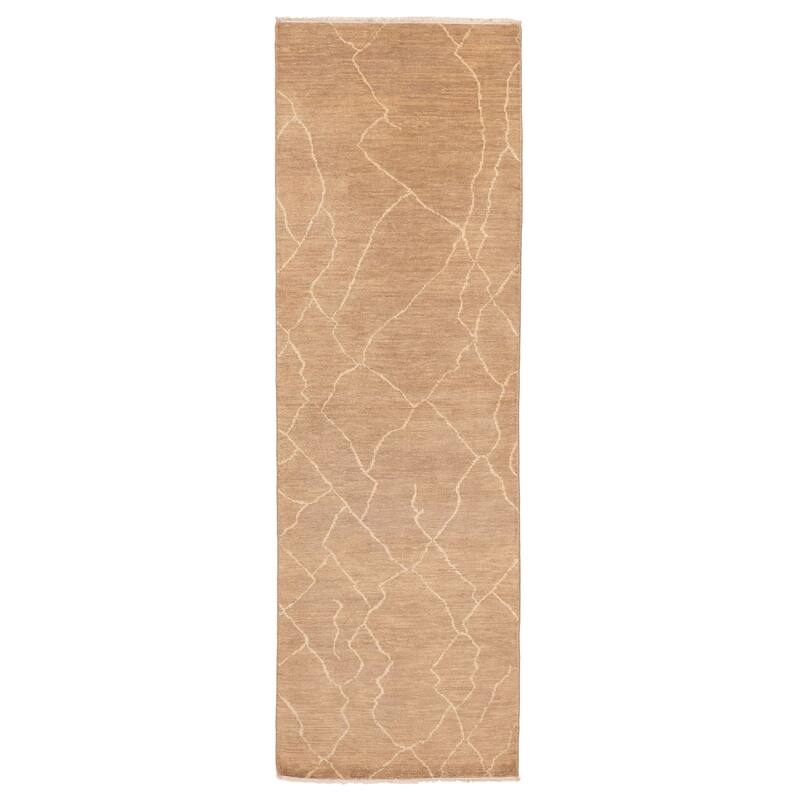 ECARPETGALLERY Hand-knotted Mystique Tan Wool Rug - 3'0 x 10'1