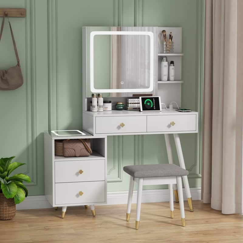 4 drawers Dressing table set with plugs