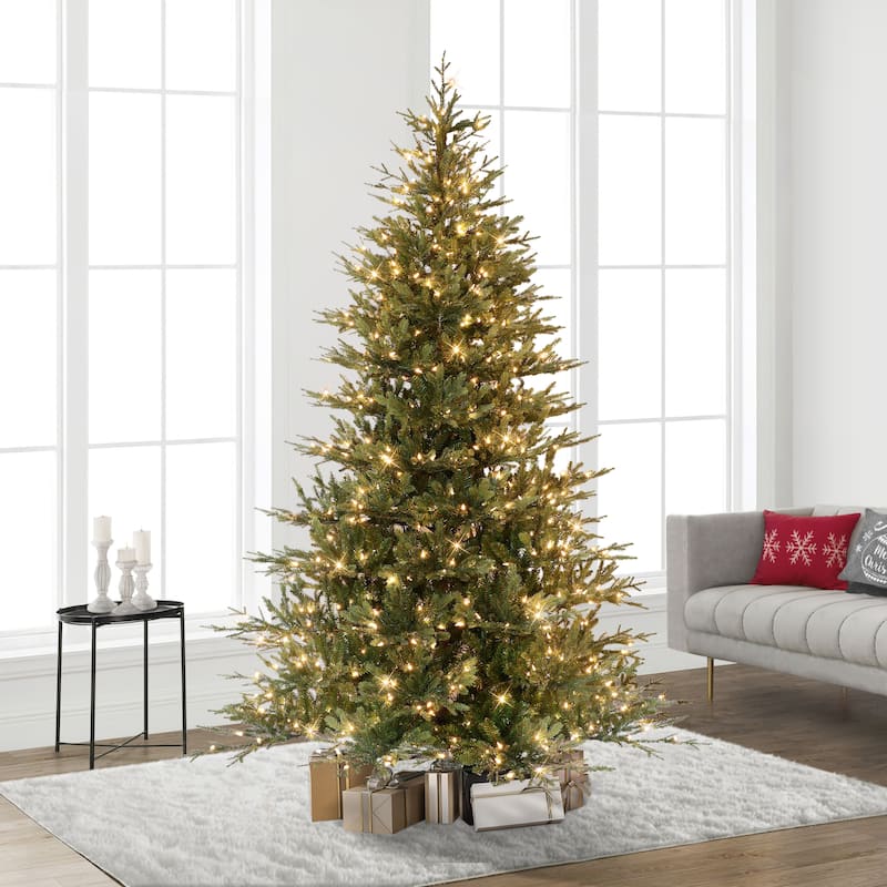 Puleo International 7.5' Pre-Lit Balsam Fir Artificial Christmas Tree - 7.5 Foot - Green