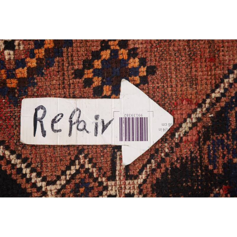 Hand Knotted Oriental 100% Wool Carpet Traditional Geometric Oranges & Rust Qashqai Area Rug - 9' 1'' X 4' 9''