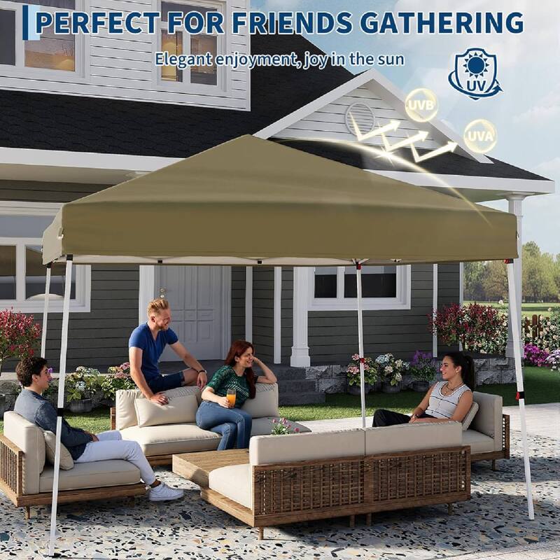 10x10FT Outdoor Portable Pop Up Tent Canopy with Carry Bag for Camping, Patio Deck Garden Beach