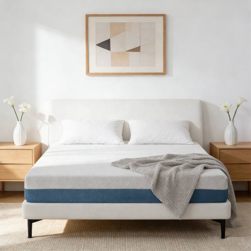 10 Inch Queen Mattress Sterilizing & Airy, Premium High Resilience for Optimal Support, Non-Toxic Eco-Friendly Fabric - White