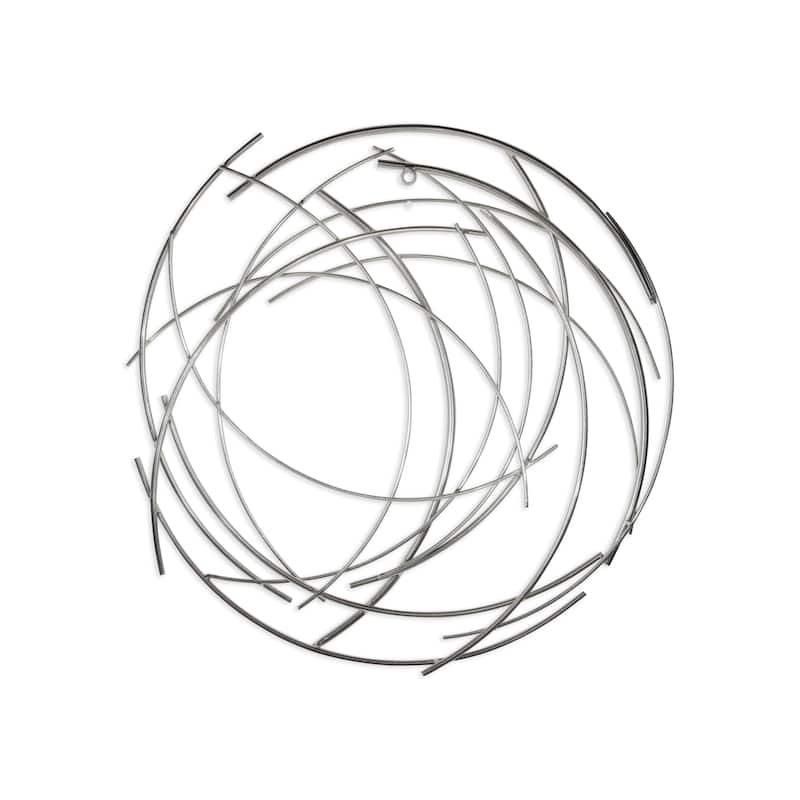 Denine Metal Silver Small Abstract Round Wall Art