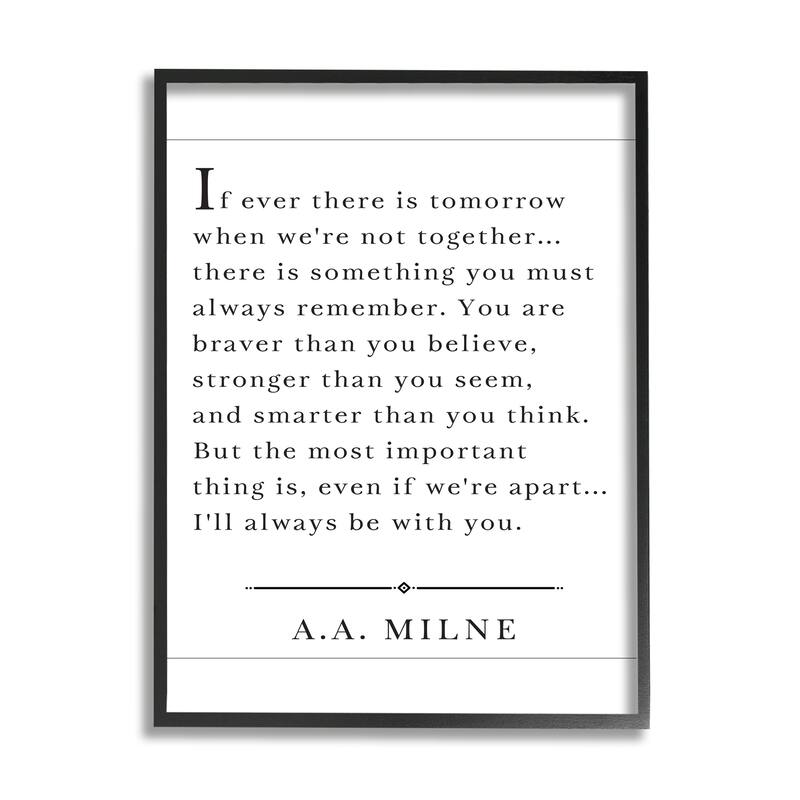 Stupell I'll Always Be With You A.A. Milne Framed Giclee Texture Art - Black Framed - 16 x 20