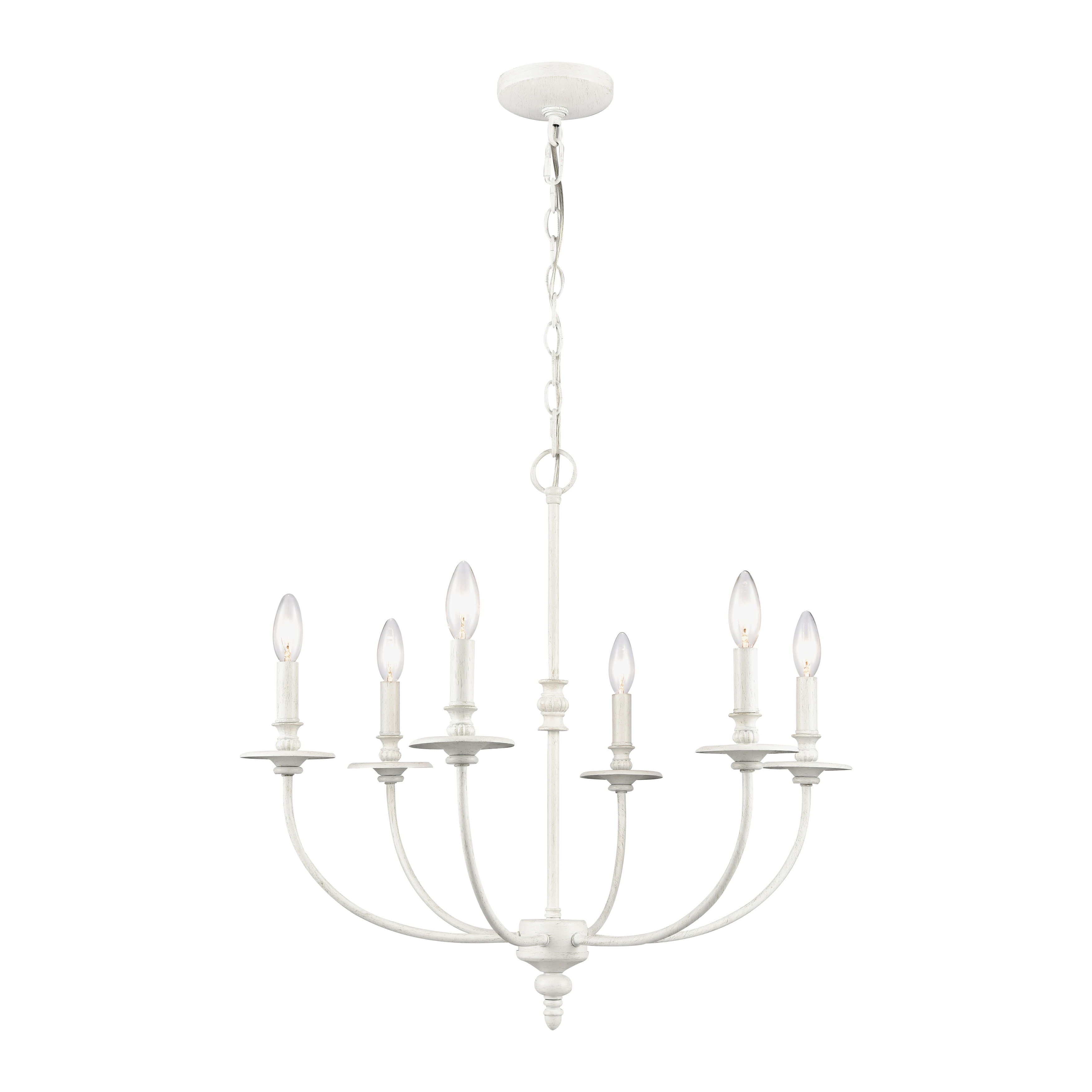 Hartford 25-inch Wide 6-Light Chandelier in Farmhouse White